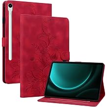 Case for Samsung Galaxy Tab S10 Lite/ S10 FE/ S9 FE 5G 10.9 Inch/Tab S9 11 Inch 2023 with S Pen Holder, Magnetic Clasp Stand Premium PU Leather Cover, Red