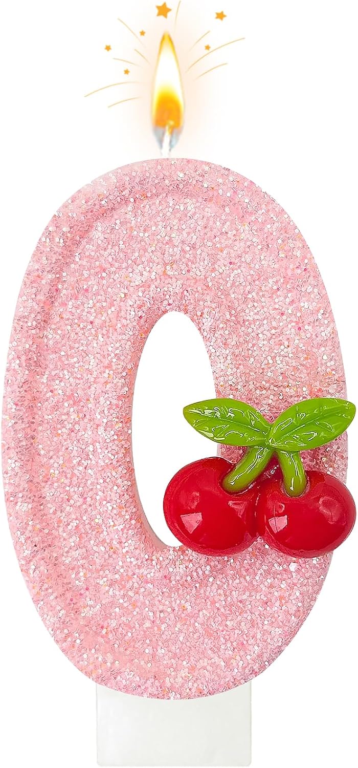 Cherry Number Birthday Cake Candles, Cherry Theme Party Decoration Supplies, Cake & Cupcake Decoration Gifts (Number 1)