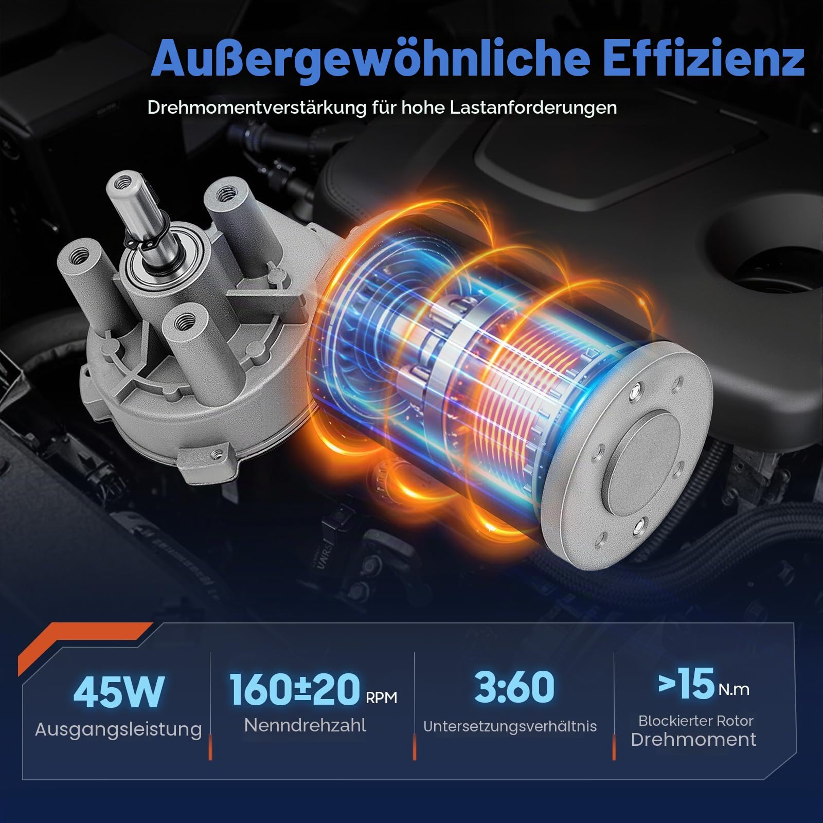 DC-Motor-Getriebemotor, Getriebemotor mit hohem Drehmoment und geringem Geräuschpegel, Nenndrehzahl 160±20 RPM, Übersetzung bis zu 3:60, 24V