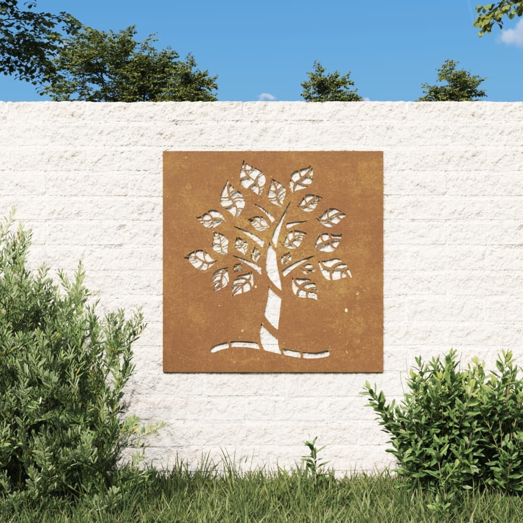 vidaXL Wall Art, Outdoor Metal Wall Decor, Garden Patio Wall Decoration Art Furniture, Garden Wall Ornament, Corten Steel Tree Design