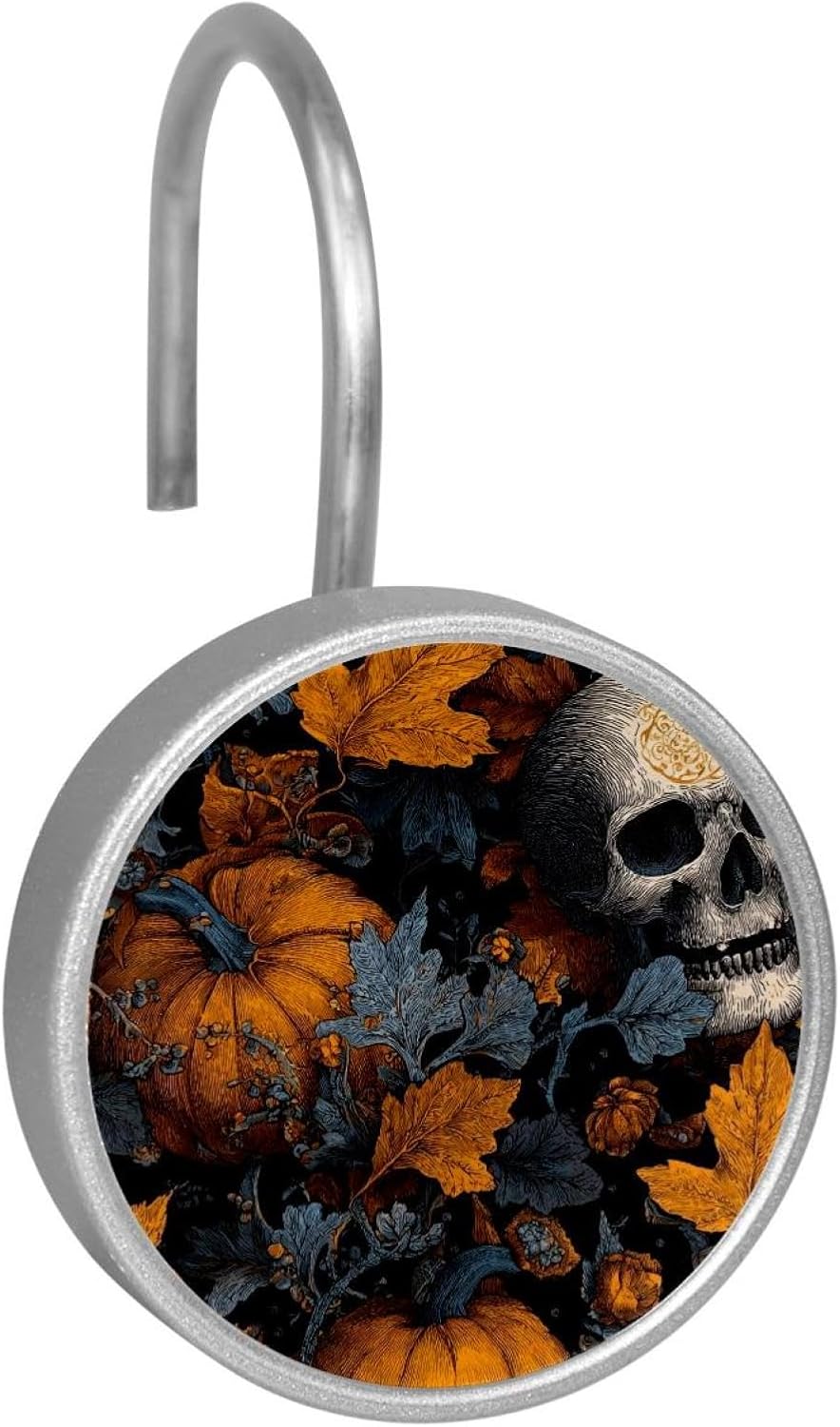 12 Pcs Stainless Steel Shower Curtain Hooks for Shower Curtain, Scary Halloween (4)