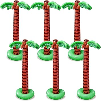 6 Pack Giant Inflatable Palm Trees 6 Ft Jumbo Blow up Palm Tree Hawaiian Party Decorations Easy Inflation for Summer Beach Luau Themed Pool Party Supplies Indoor Outdoor Photo Props