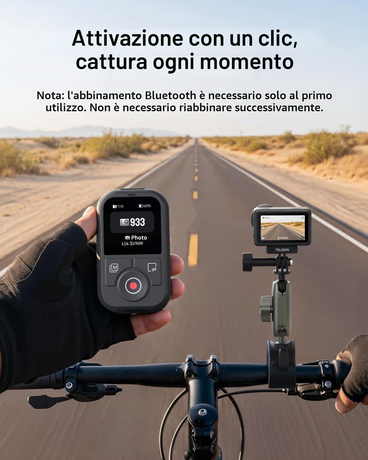 TELESIN Telecomando Bluetooth T13 per DJI Osmo Action 6/5 Pro/4 e Osmo 360, telecomando wireless per fotocamera HD a colori, 60 m di distanza, impermeabile, batteria 8H, controllo time-lapse video