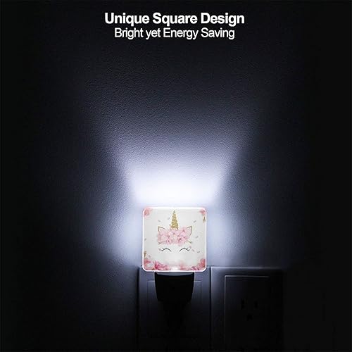 Miniatura 5 de Linda luz nocturna de unicornio de flor rosa enchufable a la pared con luz LED de sensor automático del atardecer al amanecer para la habitación de