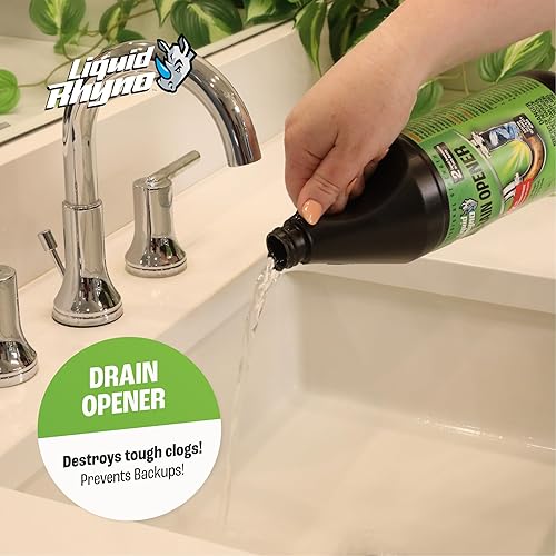 Miniatura 5 de Liquid Rhyno - Abridor de drenaje de 30 onzas, 2 unidades concentradas para desagües de fregadero, bañera o ducha, acción rápida Pro Strength limpia