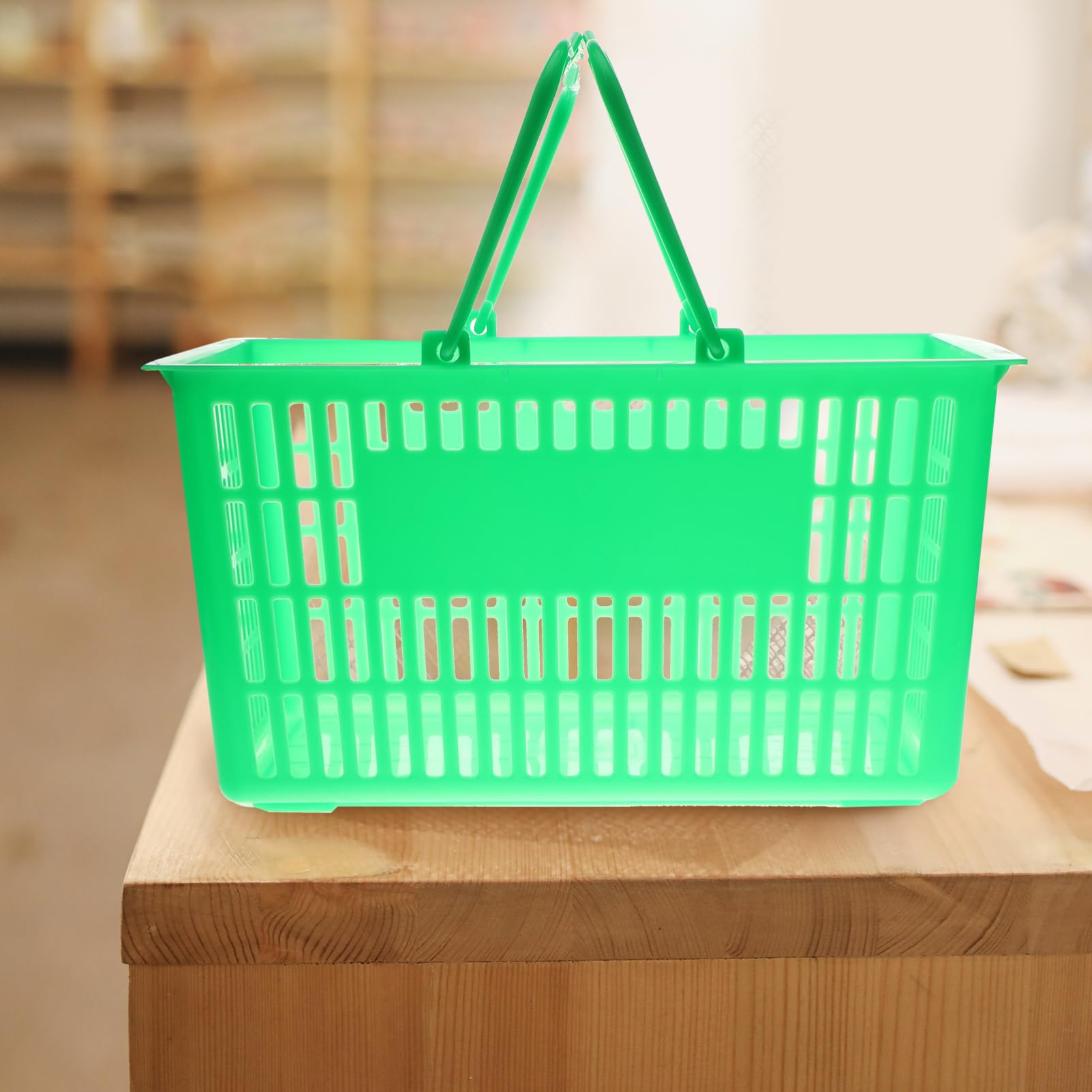ULTECHNOVO Cestino Portaoggetti in Plastica Spesso Manico per Facile Trasporto, Contenitore per Cosmetici e Snack per Negozi di Frutta e Alimentari