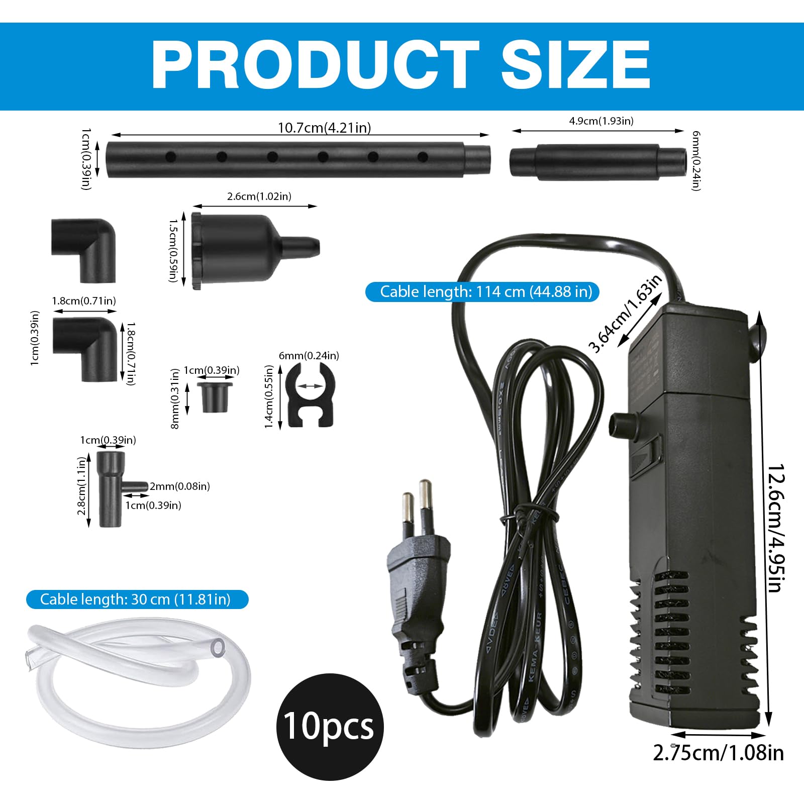 Filtre Intérieur pour Aquarium 20L à 40L – 3 en 1 avec Pompe, Double Filtration, Silencieux et Facile à Installer, Eau Douce et Eau Salée