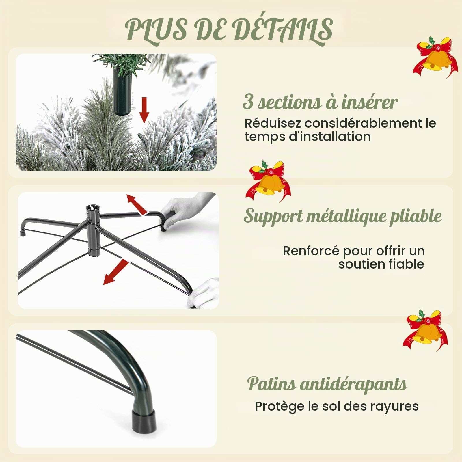 LIFEZEAL Sapin de Noël Fin Artificiel Enneigé 180cm avec 150 LED | Arbre de Noël avec 373 Branches de Pin Épaisses pour Intérieur et Extérieur