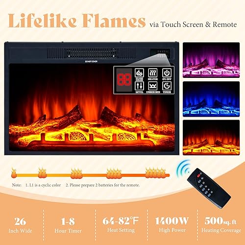 Miniatura 3 de AMERLIFE Soporte de TV de granja de 63 pulgadas con chimenea de 26 pulgadas, para televisores de hasta 73 pulgadas, centro de entretenimiento