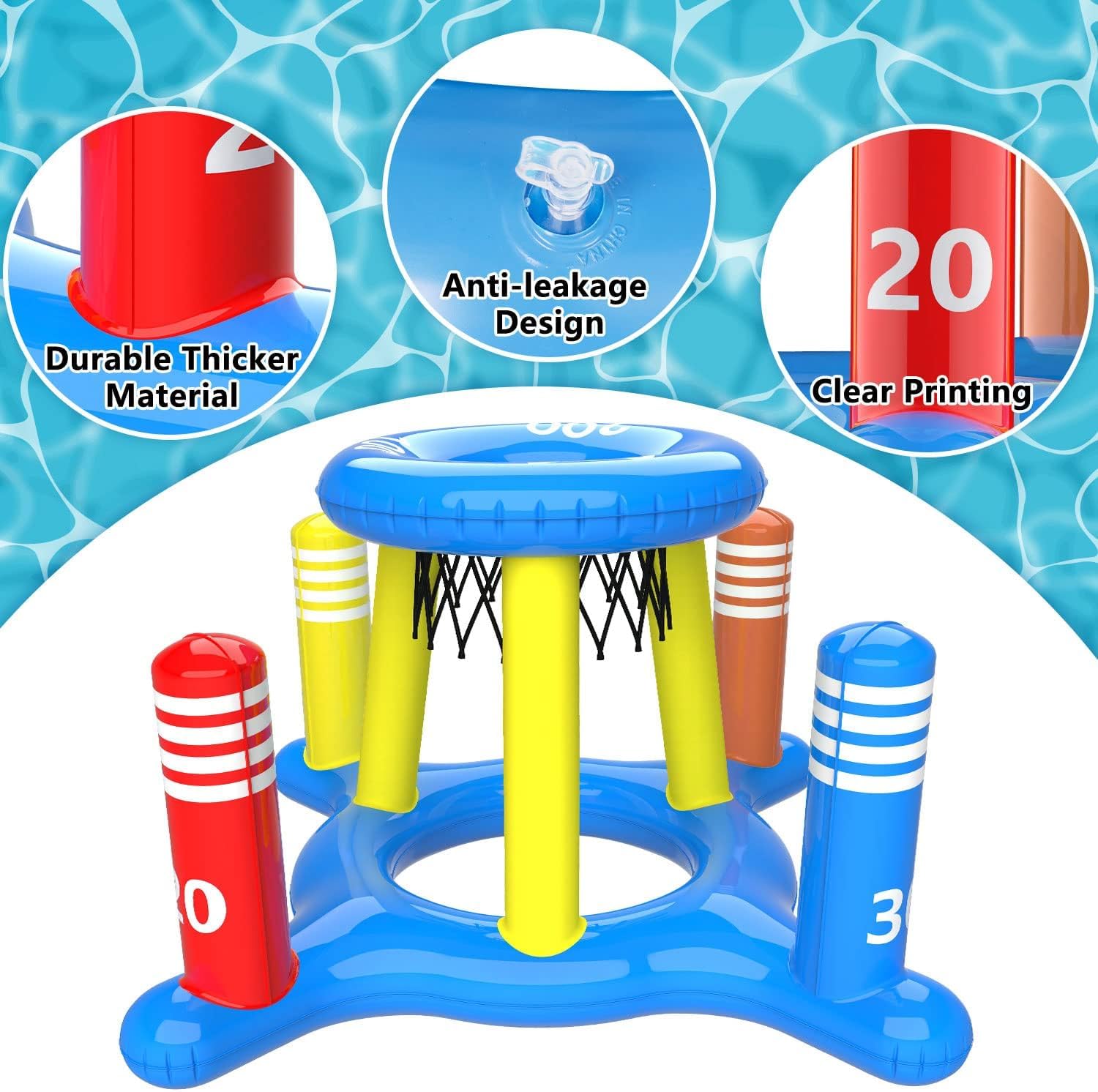 2 en 1 Jeux Piscine Gonflable Adulte, Jouet Piscine Set, Panier de Basket Flottant et Jouet Panier de Lancer, Journée D'été Jeu Piscine de Fête en Extérieur pour Adultes