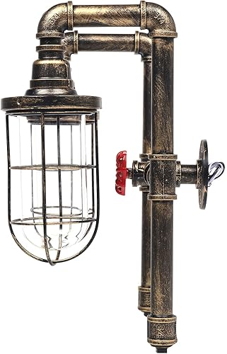 Miniatura 6 de TFCFL 2 luces vintage steampunk lámpara de pared retro lámpara de pared industrial tubo de agua lámpara de pared E26 60W Max para dormitorio sala de