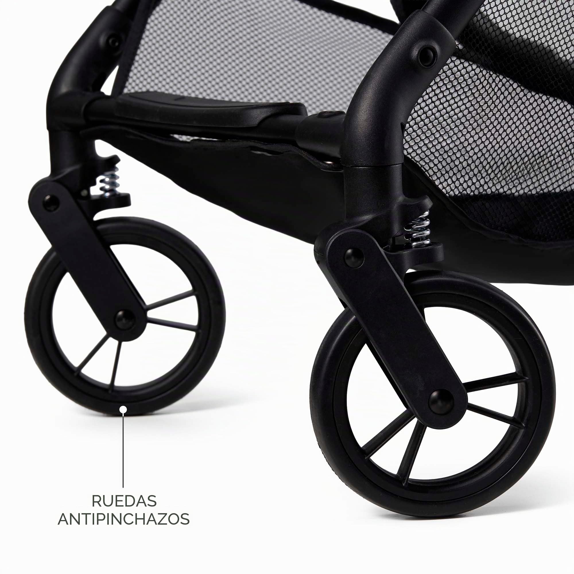 Kinderkraft INDY 3 silla de paseo ligera 7,3 kg, desde el nacimiento hasta 15 kg, plegado con una mano CLICK & FOLD, compacta, ruedas TPR, arnés 5 puntos, Negro