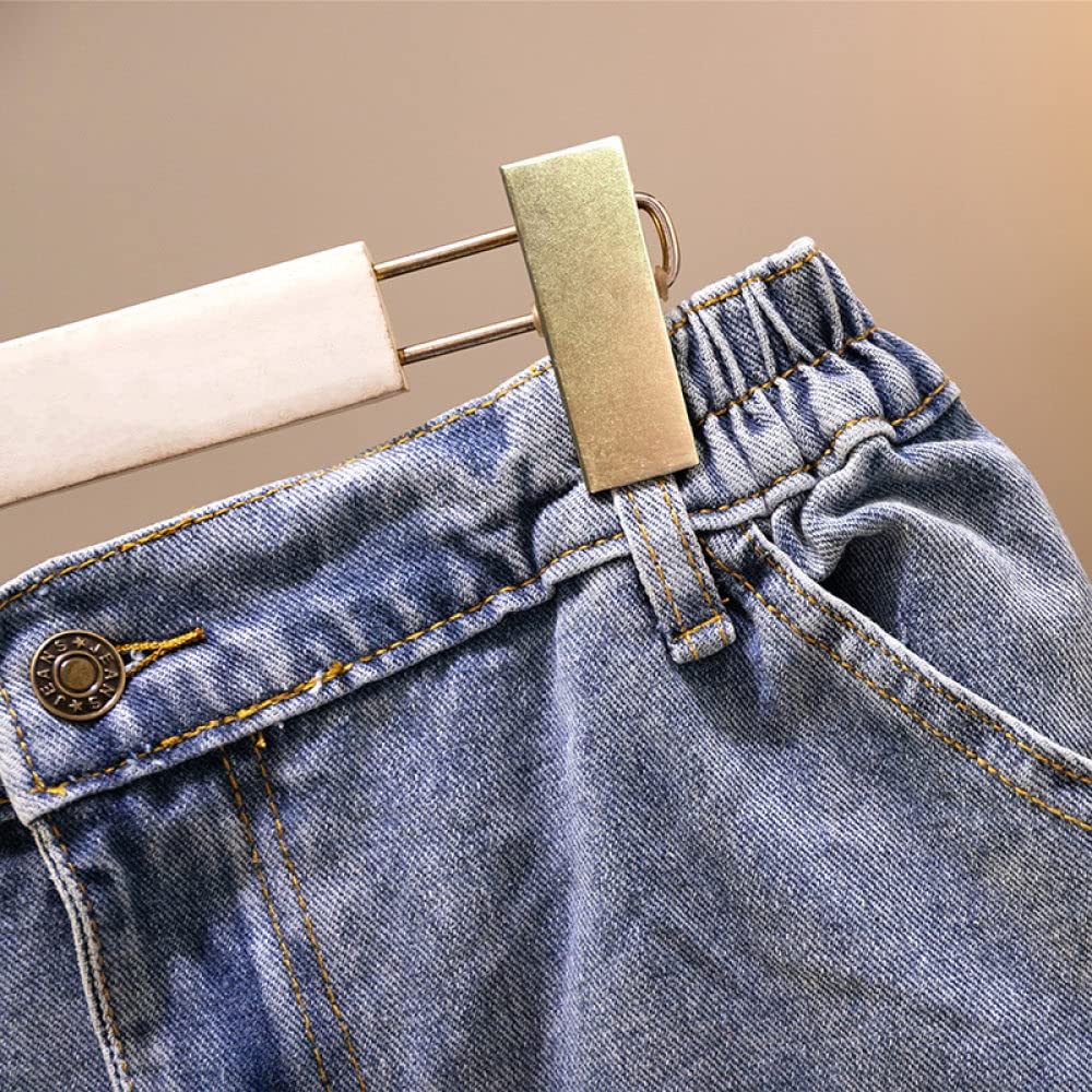 Gonne,Gonna Longuette Da Donna Blu Elastico A Vita Alta Con Spacco In Denim Gonna Invecchiata Con Bordo Grezzo A-Line Increspato Plus Size Lunghezza Al Ginocchio Gonne Lunghe Per Ragazze Signore,Xl