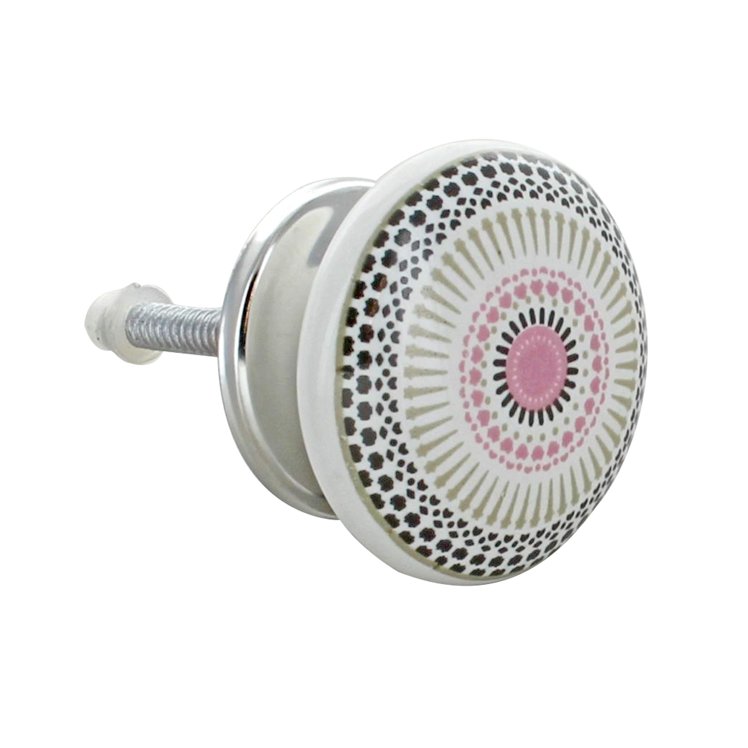 G Decor Pink Positive Energy Ceramic Door Knobs Vintage Shabby Chic Cupboard Drawer Pull Handles (Pink)