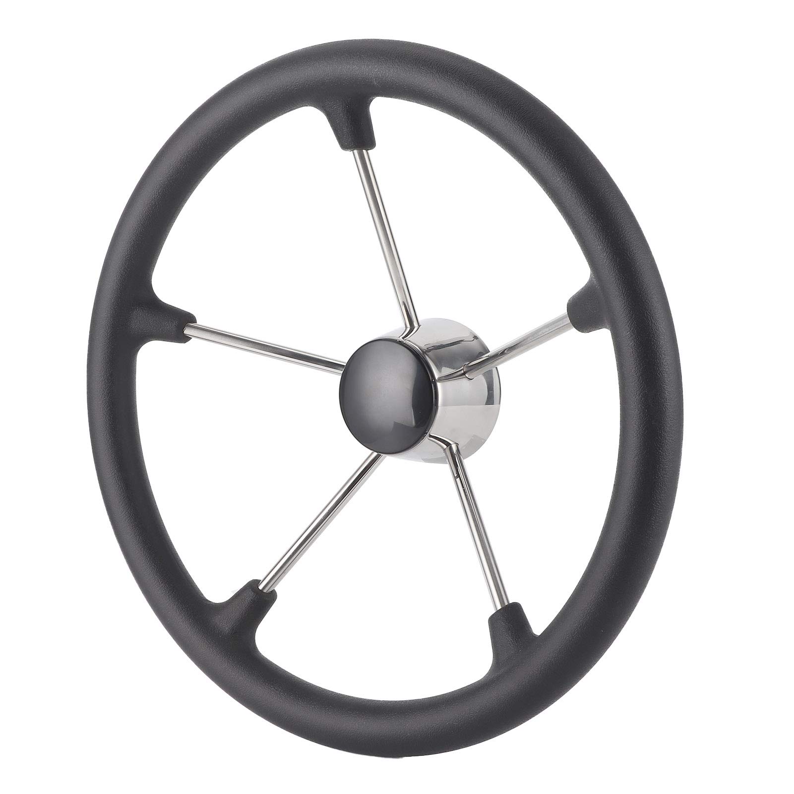 15.5in Five Spoke Boat Steering Wheel, 304 Stainless Steel Construction, PU Foam Grip, Marine Hardware Accessory, Easy Installation, outstanding Fit for Ship