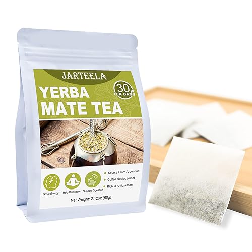 Miniatura 5 de Jarteela - Bolsa de té Yerba Mate, 0.07 oz x 30 unidades - Té mate sin ahumado de Argentina - Bolsas de té de yerba mate para relajación - Reemplazo