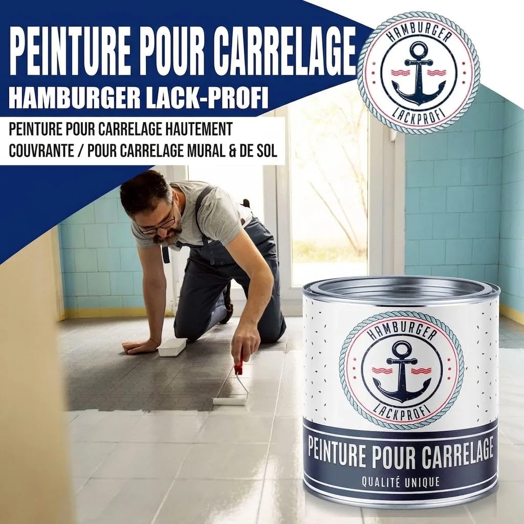 Peinture carrelage satiné violet pastel RAL 4009 Violet Peinture pour carrelage pour de sol & mural avec kit (X300) et Diluant (5 L) Hamburger Lack-Profi