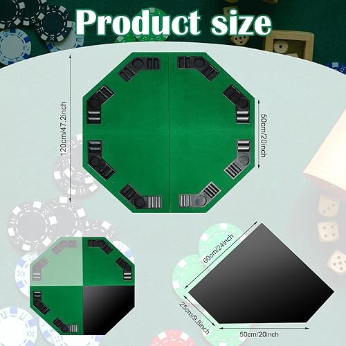 Miniatura 2 de Buryeah Mesa de póquer plegable para 8 jugadores de 47.2 pulgadas, tapete de juego de mesa portátil para mesa con estuche y portavasos, tapete de