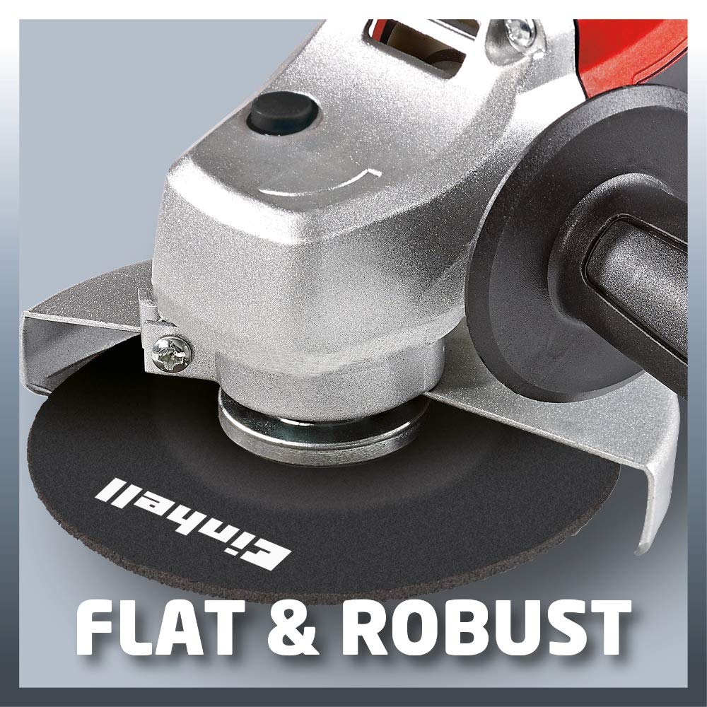 Einhell Amoladora angular - TC-AG 125 Kit. 850W, velocidad 12.000 1 / min, ø de disco de 125 mm, protector de disco, bloqueo del eje, cabezal de transmisión plano de aluminio