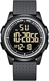 GOLDEN HOUR Ultradünne Minimalistische Sportuhr wasserdichte Digitaluhren Herren mit Weitwinkel-Metallgehäuse Helles Display Gummiband Armbanduhr für Herren Damen Harz/Schwarz