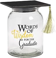 FunExpress Graduation Memory Jar with Cards - Elegant Glass Keepsake & Guest Book Alternative for High School College Grads