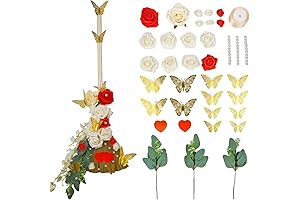 Wedding Broom with 3D Butterflies, Rose & Leaves Decor for Ceremony & Reception