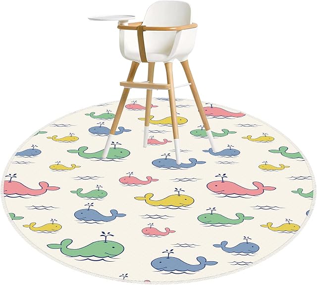 Highchair Splash Mat, 43.3" Waterproof Washable Anti Slip Spill Mat for Art, Crafts,Playtime Floor Protector, Weaning Mess Mat, Table Cloth