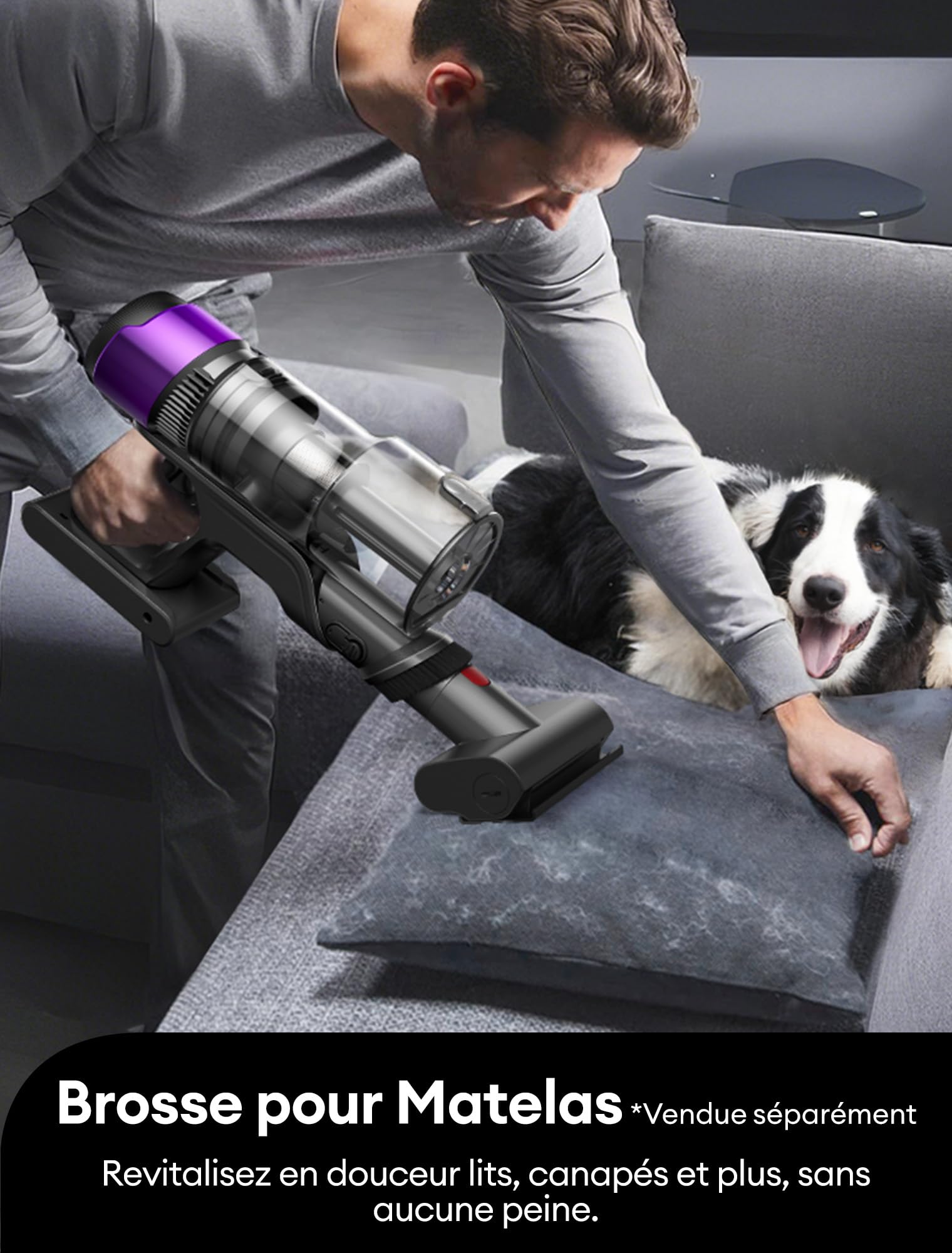 Ultenic Aspirateur Balai sans Fil, 55kPa Puissant pour Poils Animaux, Technologie GreenEye, Tube Pliable 65cm, Filtre HEPA H13 Anti-Allergie, 60min Autonomie, Sol Dur/Voiture/Moquette