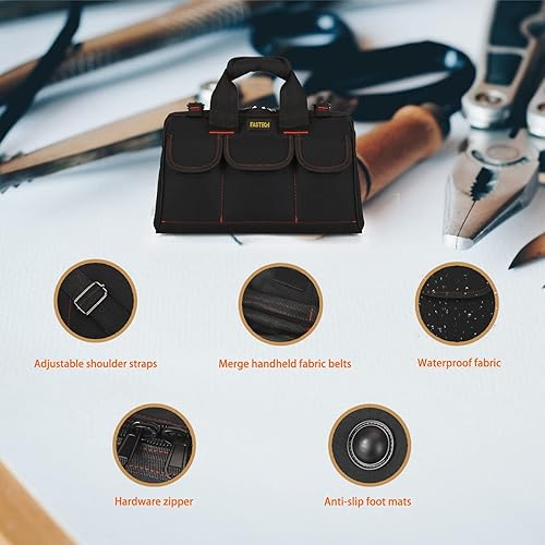 Miniatura 4 de Bolsa de herramientas de 22 pulgadas con correa de hombro ajustable, bolsa de almacenamiento de herramientas impermeable, bolsa de herramientas