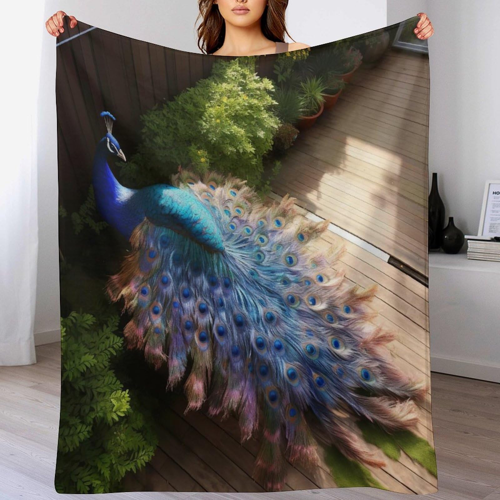 Couvertures de canapé de lit en flanelle jeté de lit paon 140x180cm