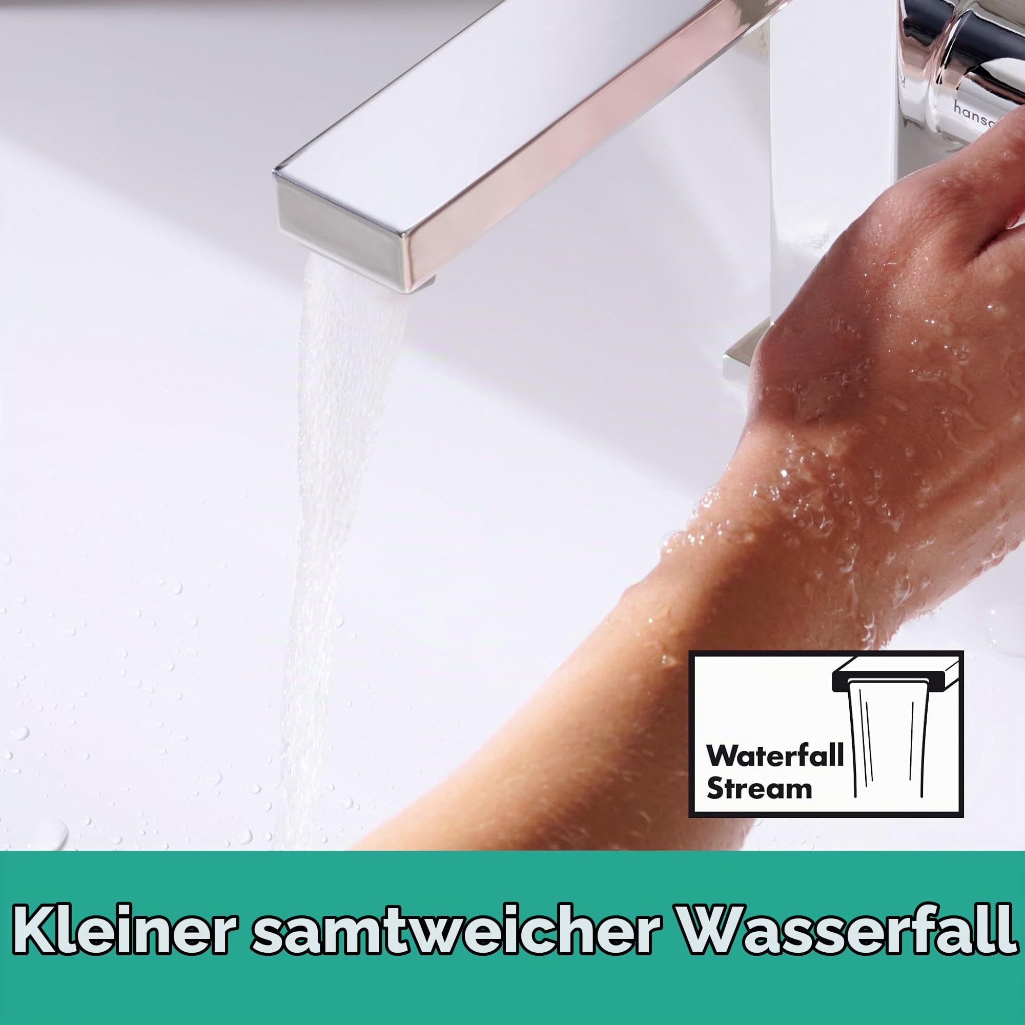 hansgrohe Tecturis E - Waschtischarmatur ohne Ablauf, energiesparend (CoolStart), Wasserhahn Bad mit Auslauf Höhe 133 mm, Mischbatterie Waschbecken wassersparend (EcoSmart+), Chrom, 73021000