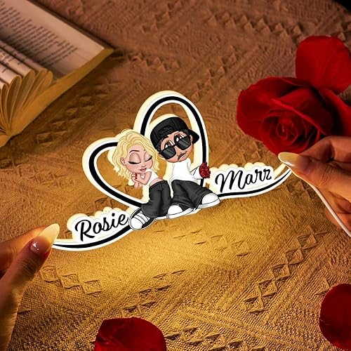 Miniatura 3 de Y2K - Forma de corazón para pareja con nombres, caja de luz personalizada, regalo para él, regalo para ella, regalos para San Valentín