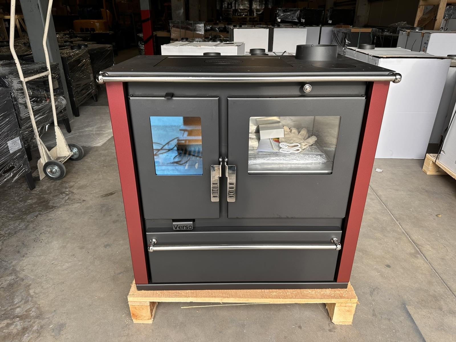 Holzofen Kochherd Verso Cs Plus Inox 7.7 kW Edelstahl Backfach