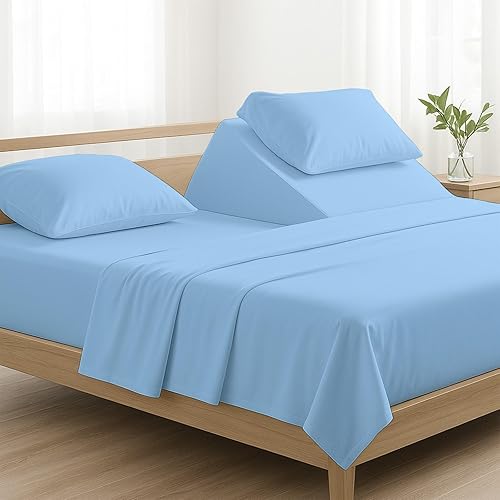 Miniatura 15 de NON Sticky cotton Juego de sábanas Queen de 4 piezas para cama ajustable con números de sueño, sábanas de cama 100% algodón egipcio, cabezal