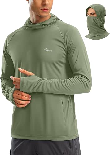 Pudolla Men's Sun Protection Hoodie UPF 50+ Fishing Hiking Shirt