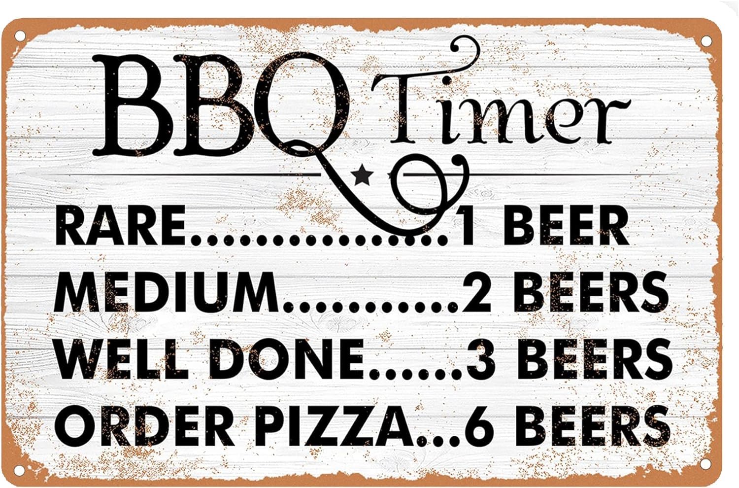 Anceky Funny BBQ Timer Quote Metal Tin Sign Wall Decor, Retro BBQ Signs with Sayings for Home Kitchen Restaurant Cafe Decor 8x12 Inch