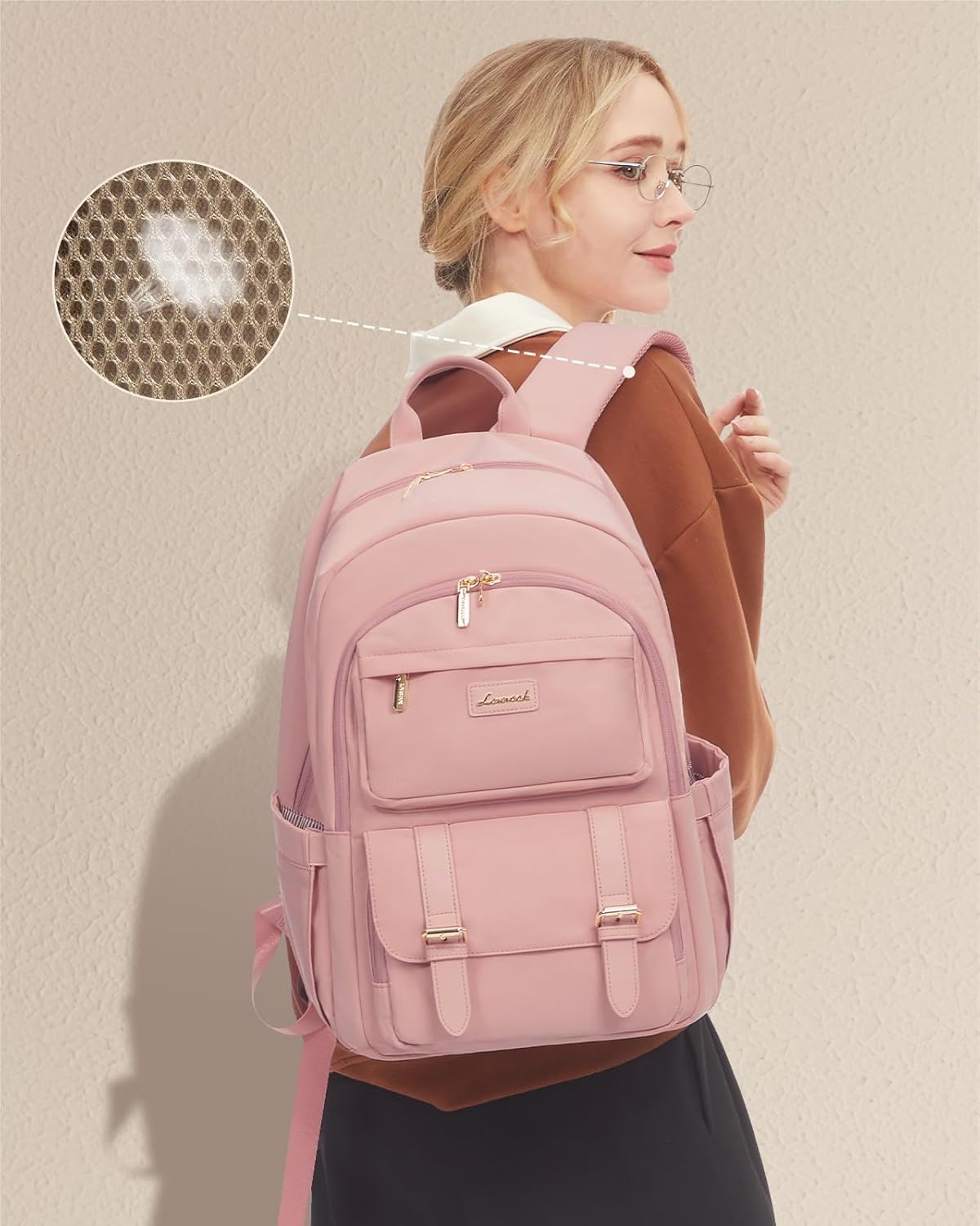 LOVEVOOK College Backpack for Women Fit 15.6 Inch Laptop,Large Capacity Travel Work Backpack Purse for Nurse Teacher - Image 2