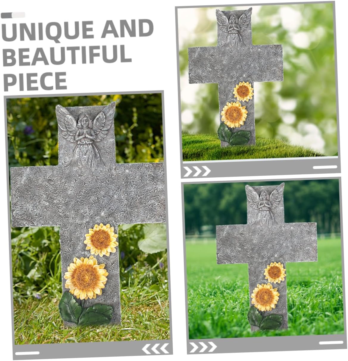 1セット向日葵デザインの十字架型墓碑 や墓地用メモリアルストー