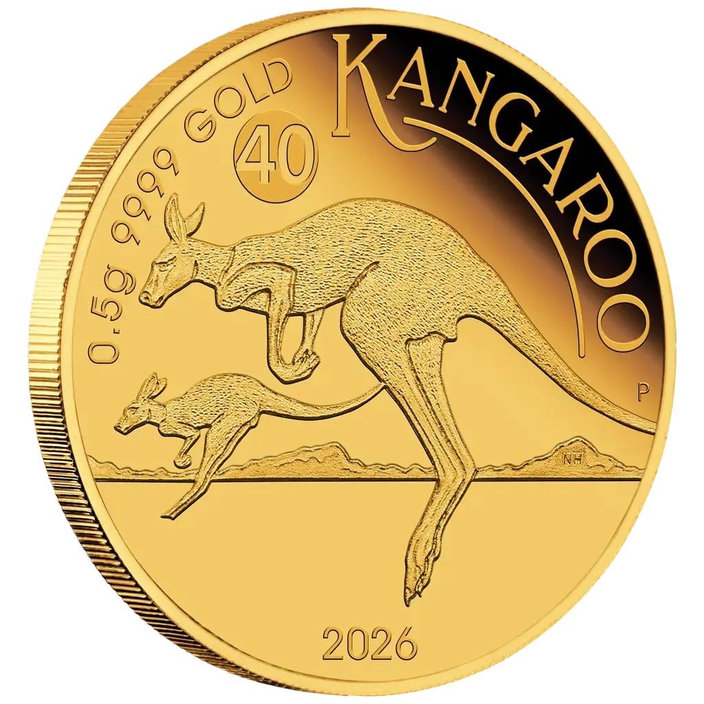 Goldmünze 1/62 oz Känguru 2026 Mini Roo 40 Jahre Jubiläum Gold Münze Perth Mint
