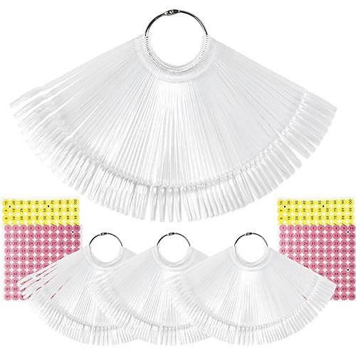 200 puntas para muestras de uñas con anillo, palos de exhibición de uñas transparentes, consejos de práctica de arte de uñas con calcomanías de