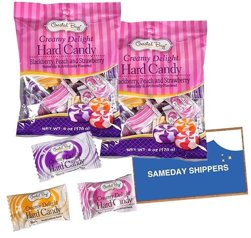 Condiciones duras de caramelo  (CREAMY DELIGHT)  Caramelos duros con sabor a fruta surtidos envueltos individualmente, incluye sabores de mora,