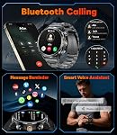 1000mAH Battery Smart Watch for Men Military, 1,85”Smartwatch with Answer/Make Calls, LED Flashlight, 100+ Sports Modes, Health Tracking, IP68 Fitness Watch for Android iOS,2 Straps&2 Chargers, Gray