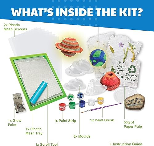 Miniatura 4 de 4M Kit de fabricación de papel de ciencia verde de los niños alimentados por STEAM, tienen manualidades científicas de reciclaje y papel mache, es