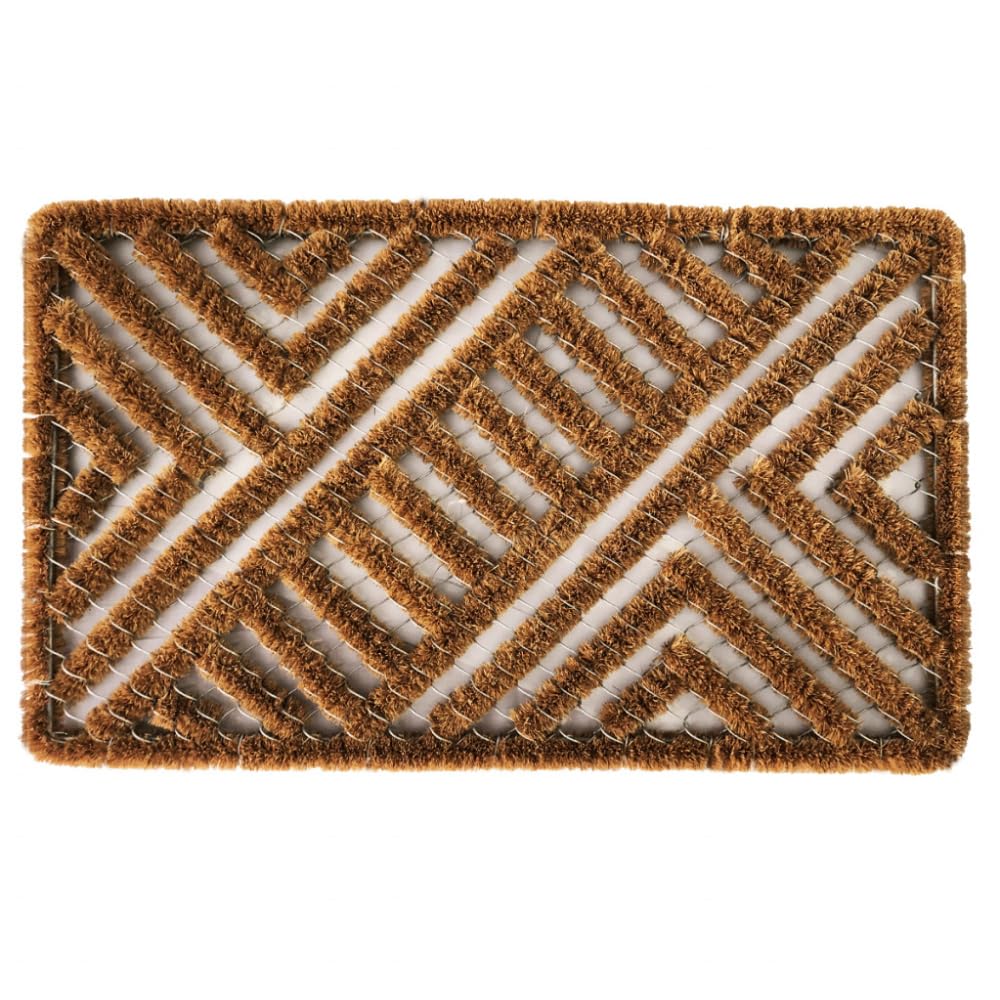 Concept4u Coir Doormat Wire Scrapper Doormat Front Door Heavy Duty Door Mat Reversable Non Slip Natural Dirt Trapper Entrance Matting Dirt Stopper