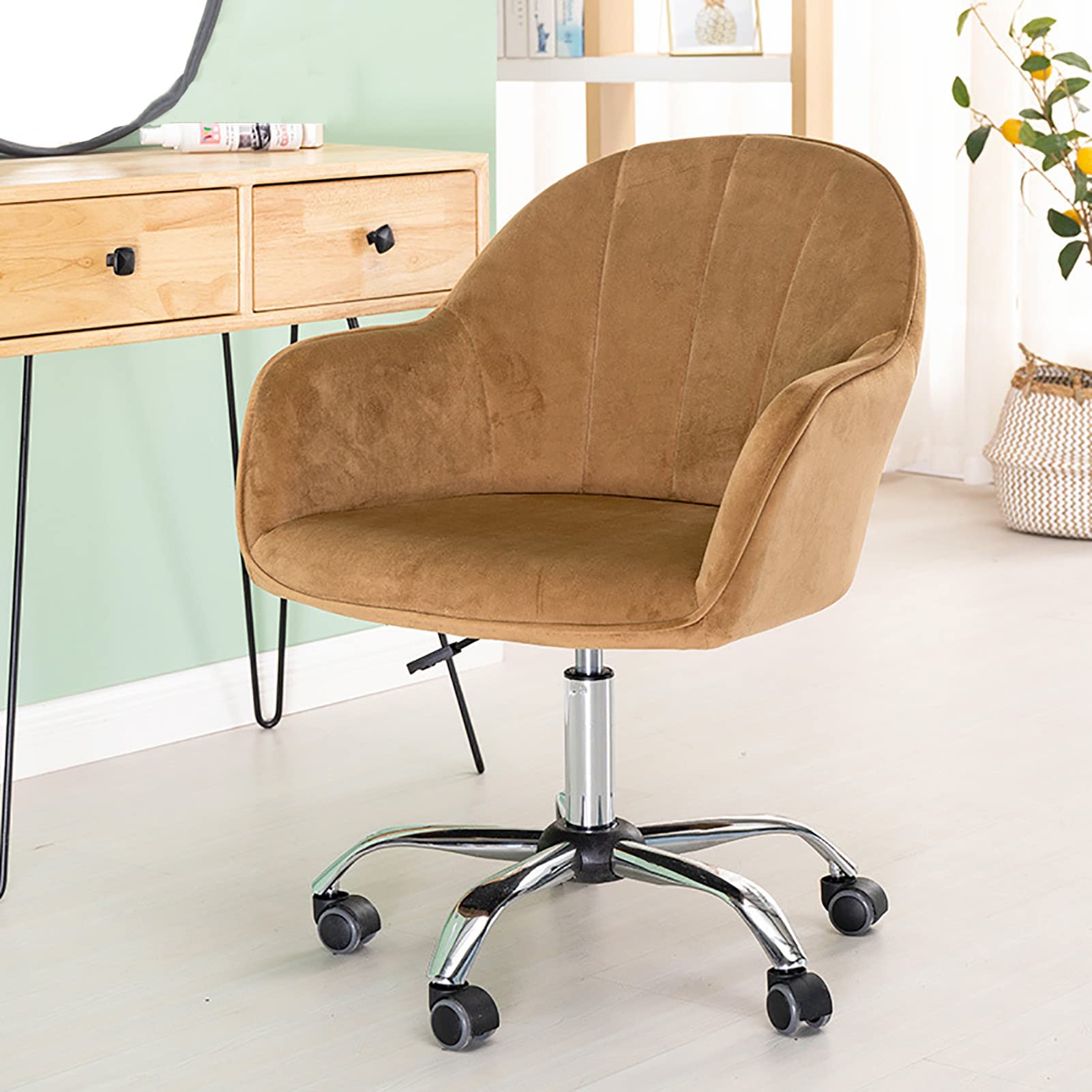 Chaise de bureau ergonomique contre le mal de dos, fauteuil velours rembourré réglable