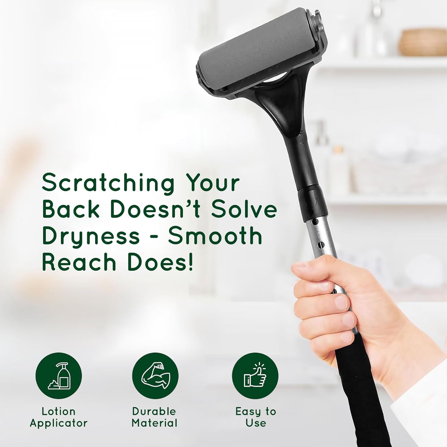 Lotion Applicator for Back - Sunblock and Sunscreen Application Roller - Apply Moisturizer, Cream, Ointment, Oil, Self Tanner - Daily Living Aids - Reacher - Back Scratcher Upgrade – Washable Single image 2 of 7 B09J549XNQ