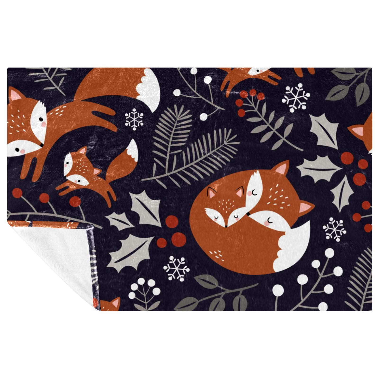 Couverture douce pour lit et canapé Fox Family plaid chaud de camping 150x100