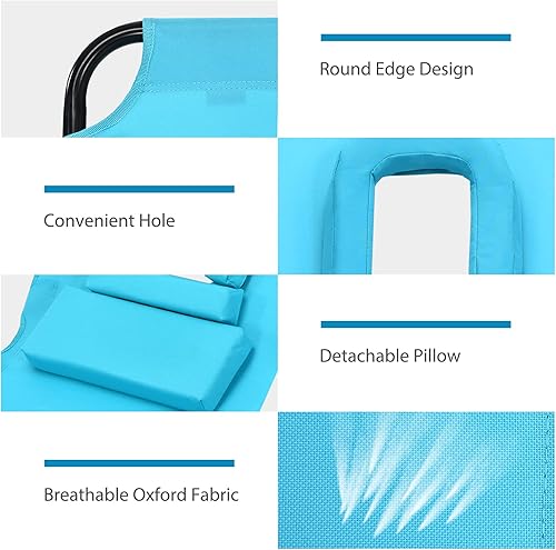 Miniatura 7 de COSTWAY Tumbona plegable ajustable para patio, playa, camping, reclinable, azul marino