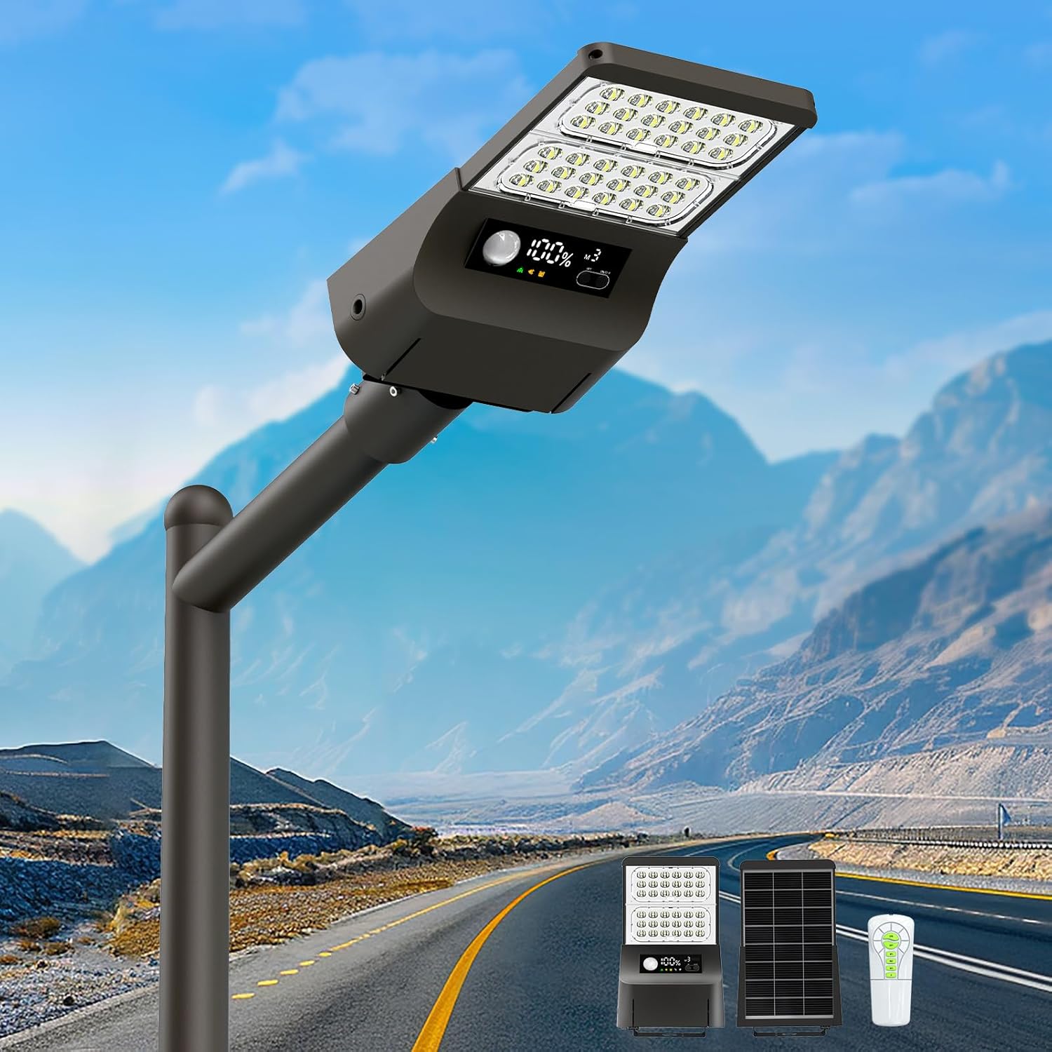 Solar Parking Lot Light with Rain Sensor, Dimmable Solar Street Light Outdoor Dusk to Dawn, IP65, Motion Sensor, 3000K 5700K Solars Flood Lights for Garage, Yard, Driveway (No Pole) Solar Parking Lot Light with Rain Sensor, Dimmable Solar Street Light Outdoor Dusk to Dawn, IP65, Motion Sensor, 3000K 5700K Solars Flood Lights for Garage, Yard, Driveway (No Pole)
