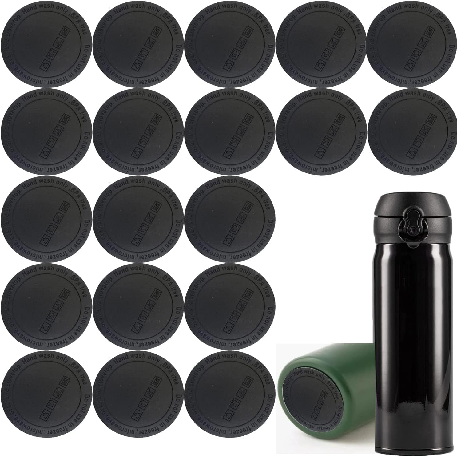 20pcs Rubber Bottoms for Sublimation Tumbler, Protective Antislip Silicone Bottoms with Adhesive for Tumbler, Protective Non-Slip Rubber Bottom for Wine Tumblers,Skinny Tumbler,Mason Jars. (2.2in)